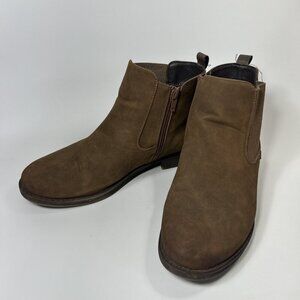 Romika 39 Chelsea Boot Brown Small Block Heel Zip Up Slip On.